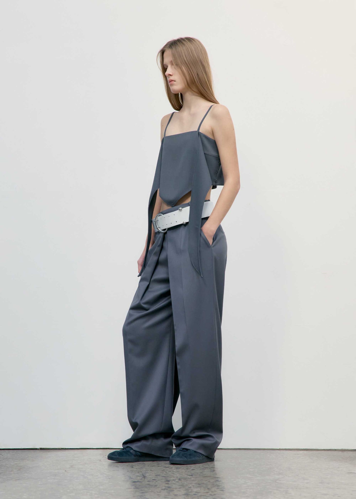 Grey Draped Camisole Top