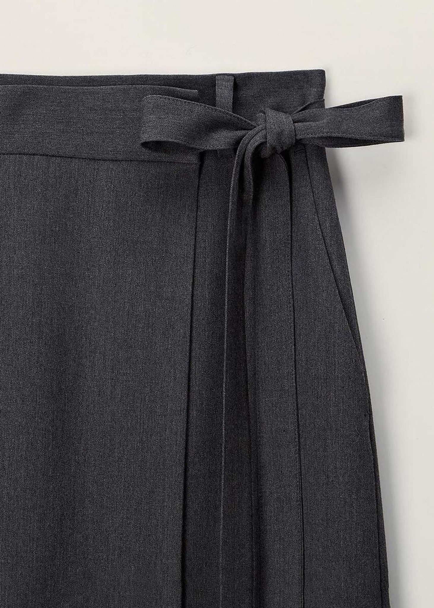 Charcoal Belted Wrap Skirt