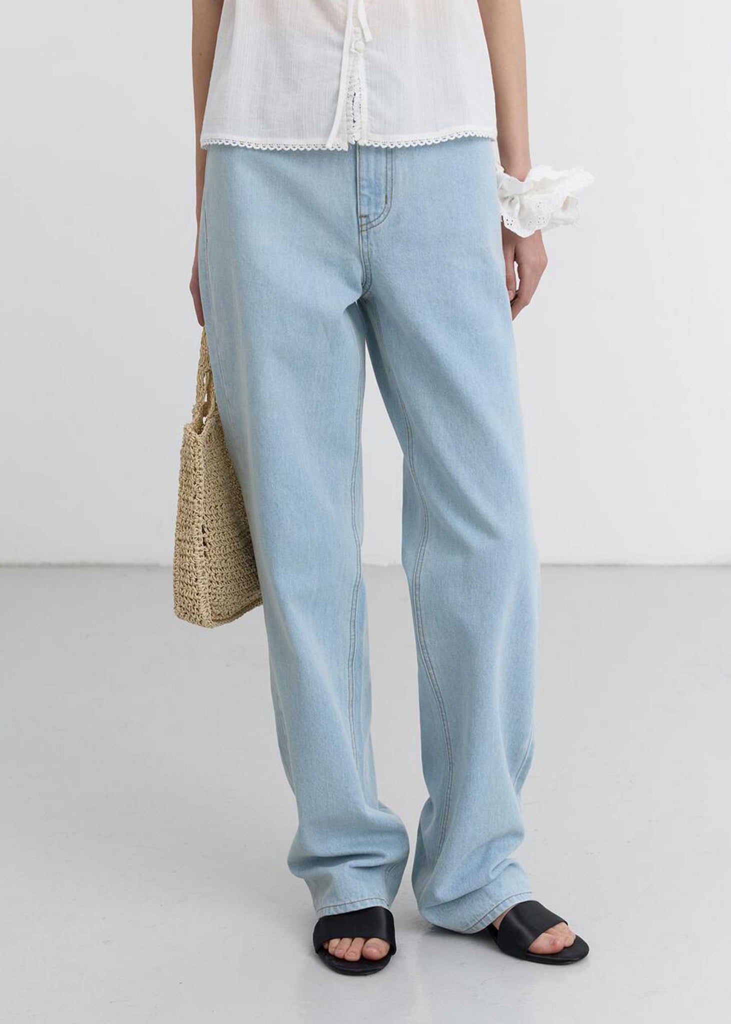 Light Blue Straight-Cut Jeans