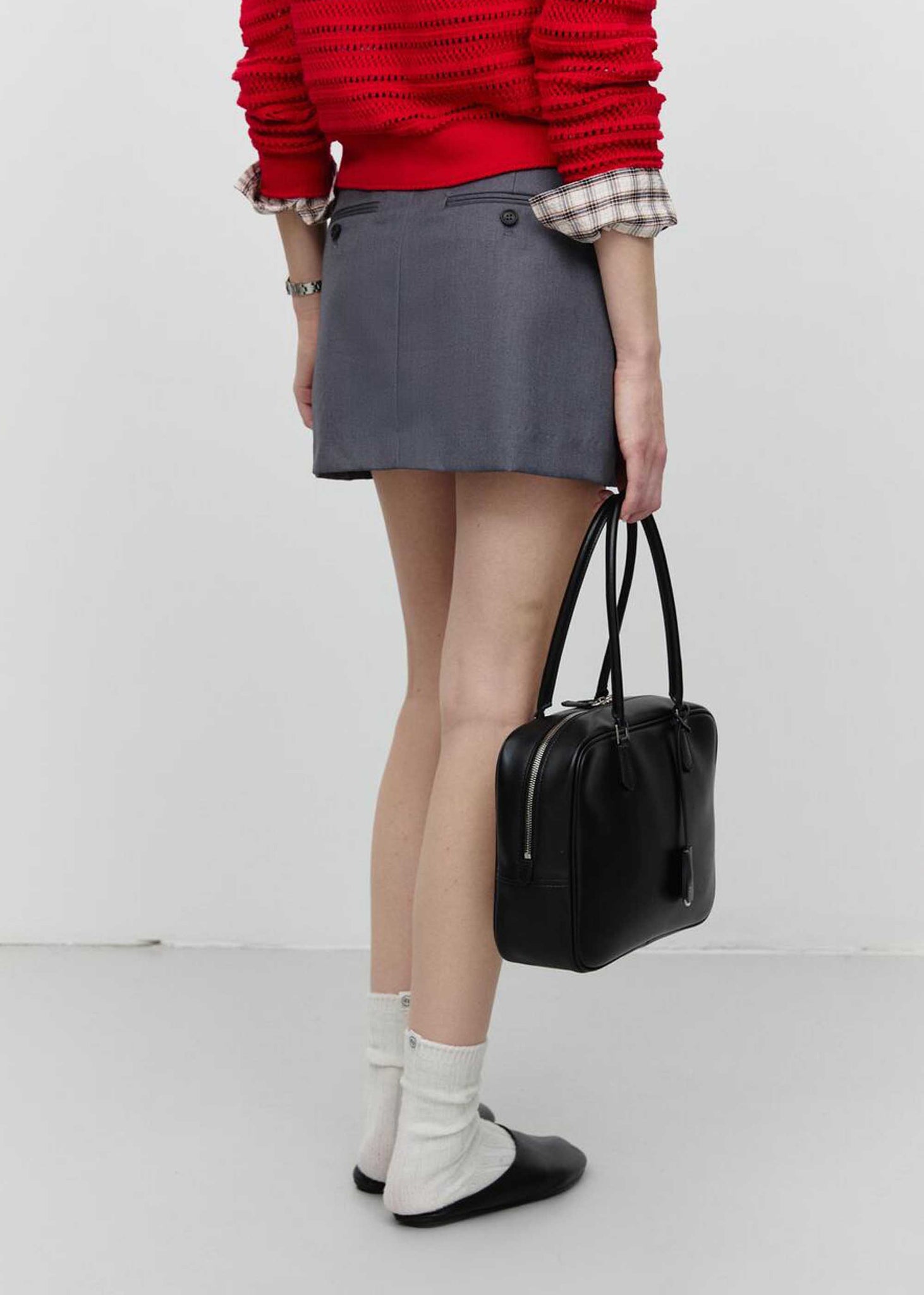 Grey Mini A-Line Skirt