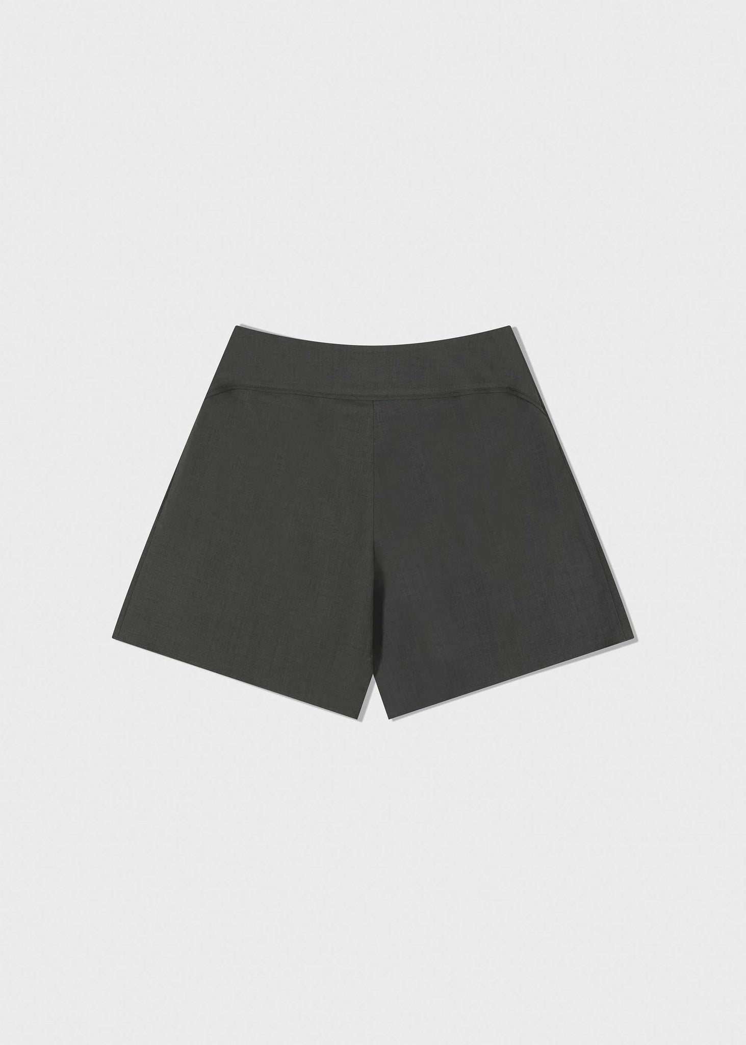Grey Rib Pleat Shorts