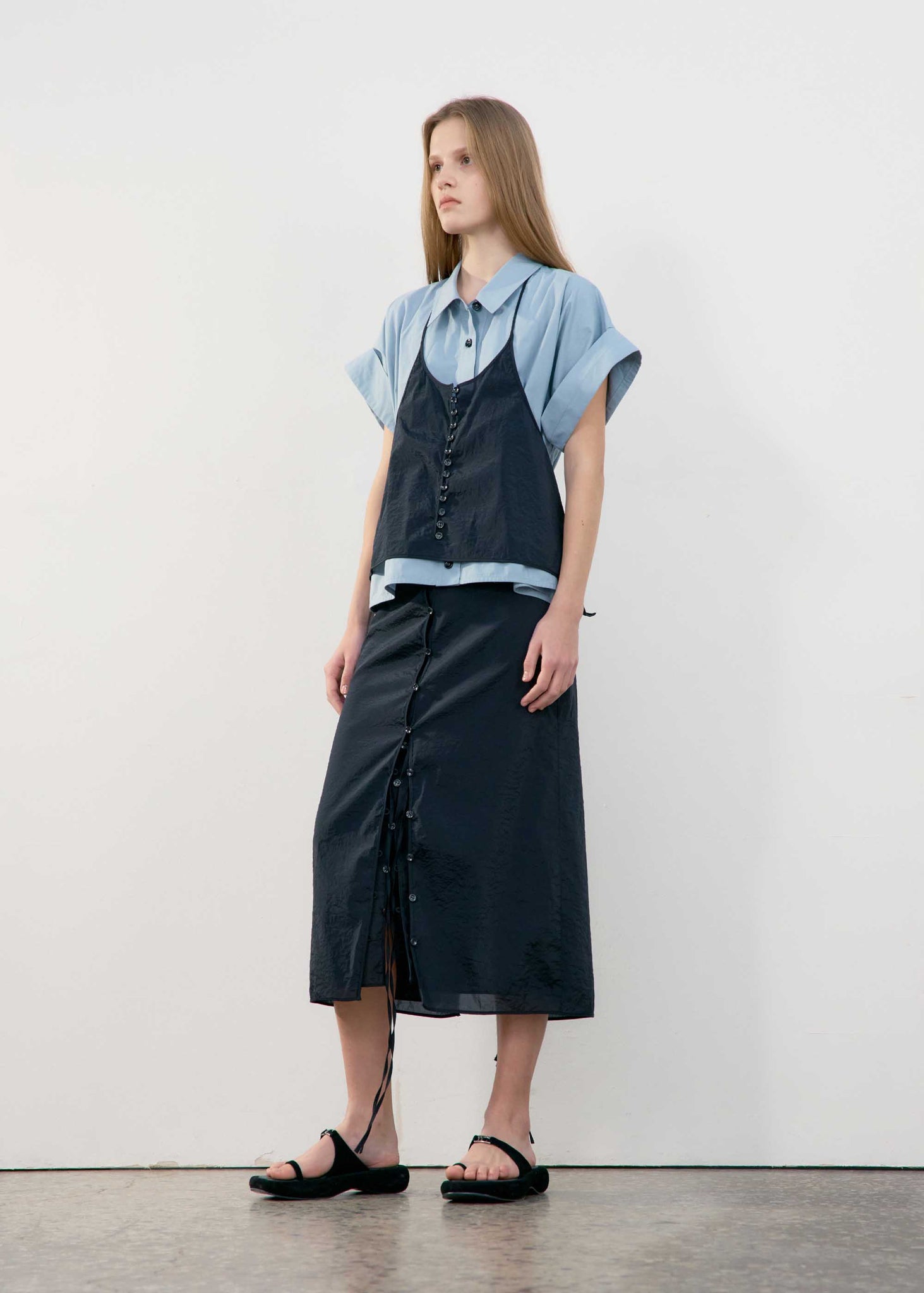 Pale Blue Wide Cuff Shortsleeve Shirt
