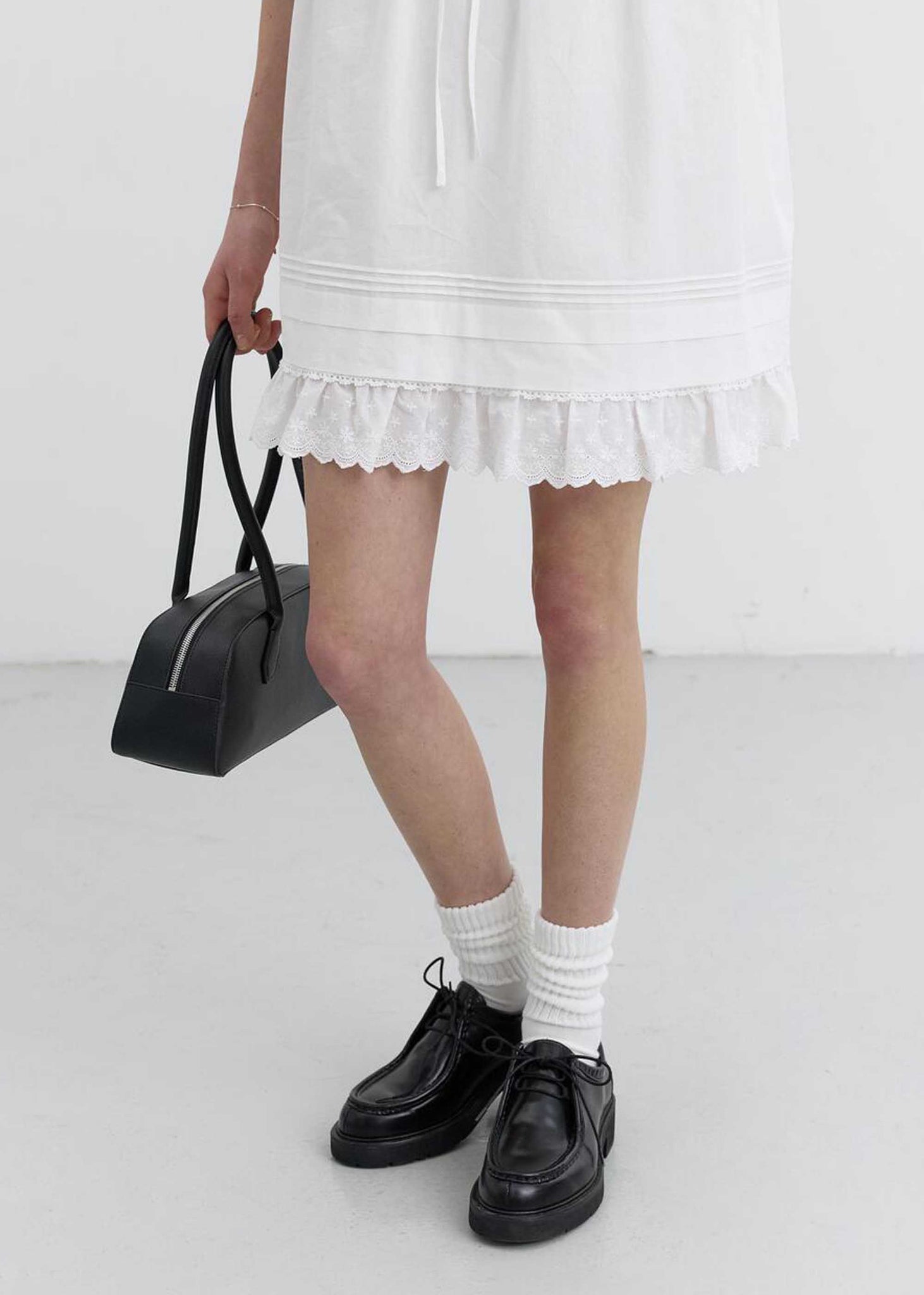 White Puff Sleeve Mini Dress