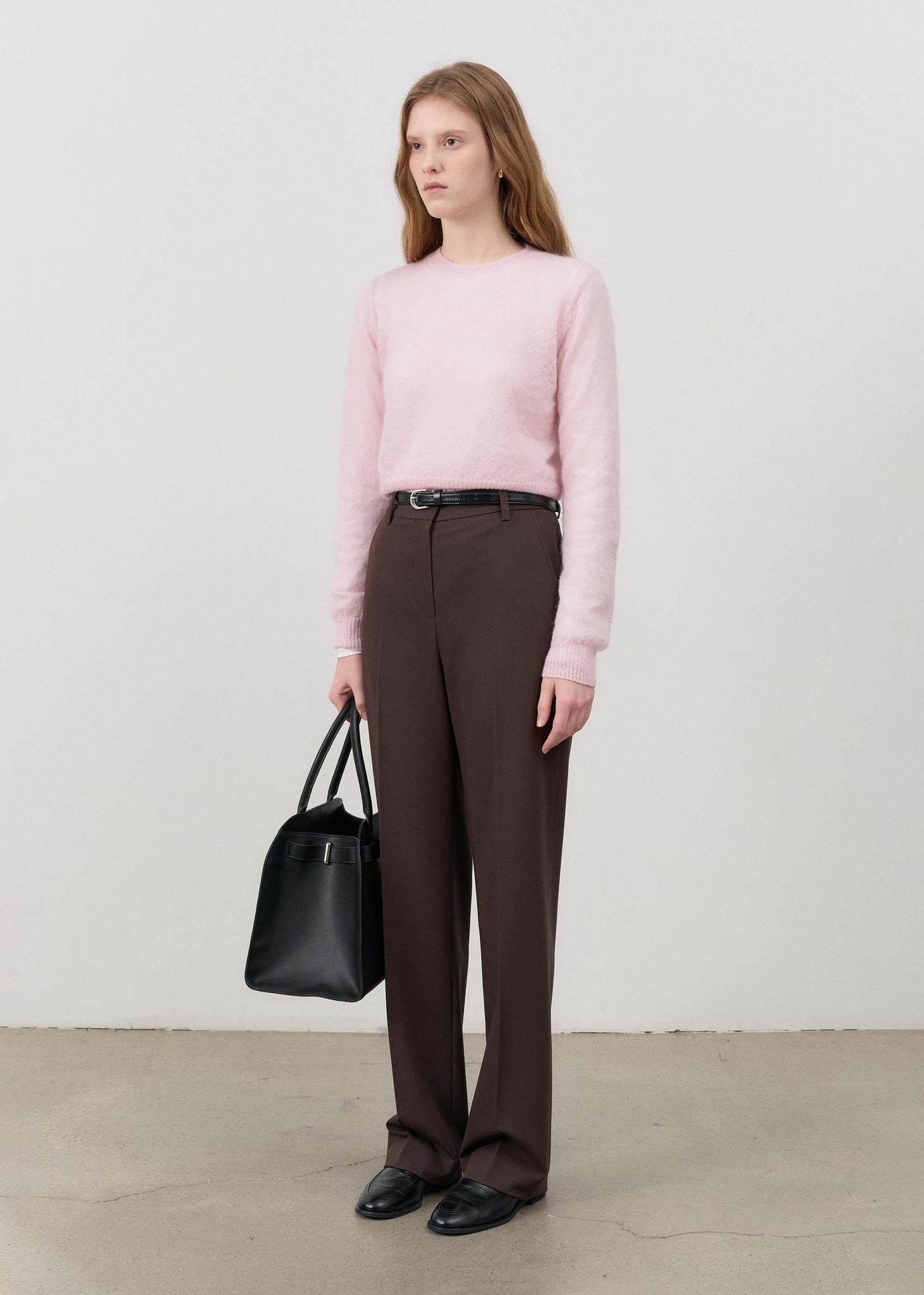 Dark Brown Classic Pleated Trousers