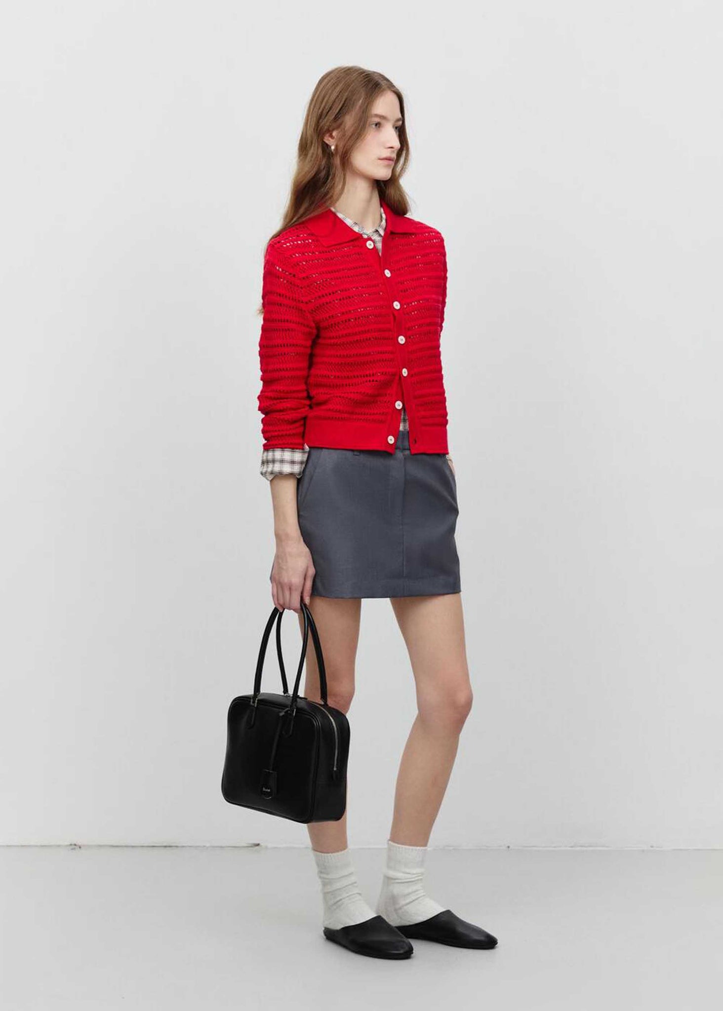 Grey Mini A-Line Skirt