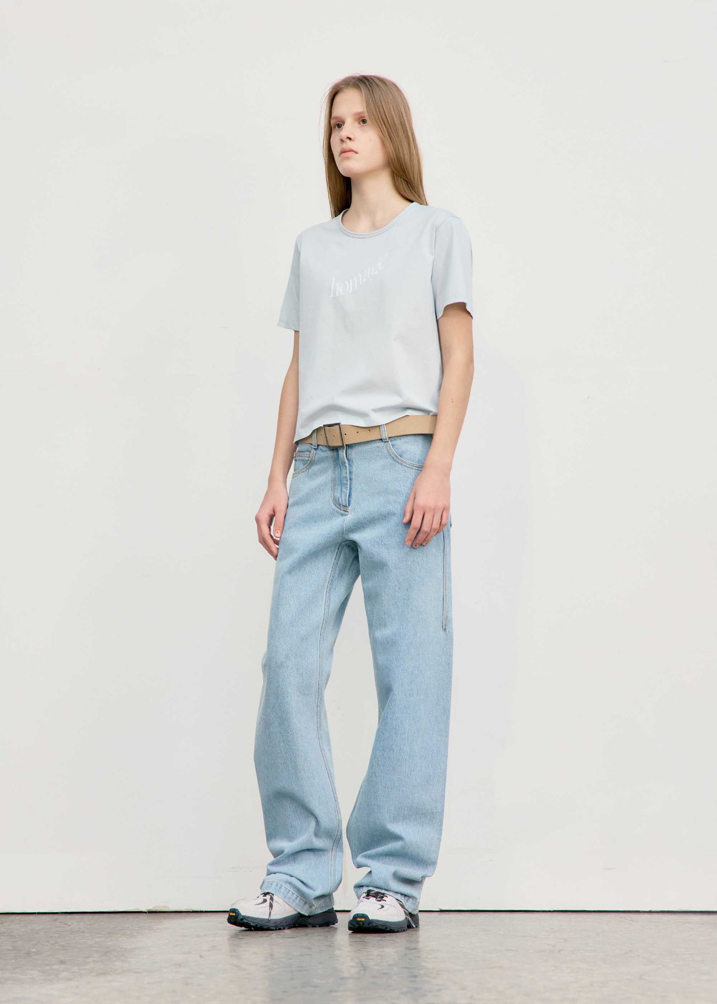 Pale Blue ‘Homage’ Cropped T-Shirt