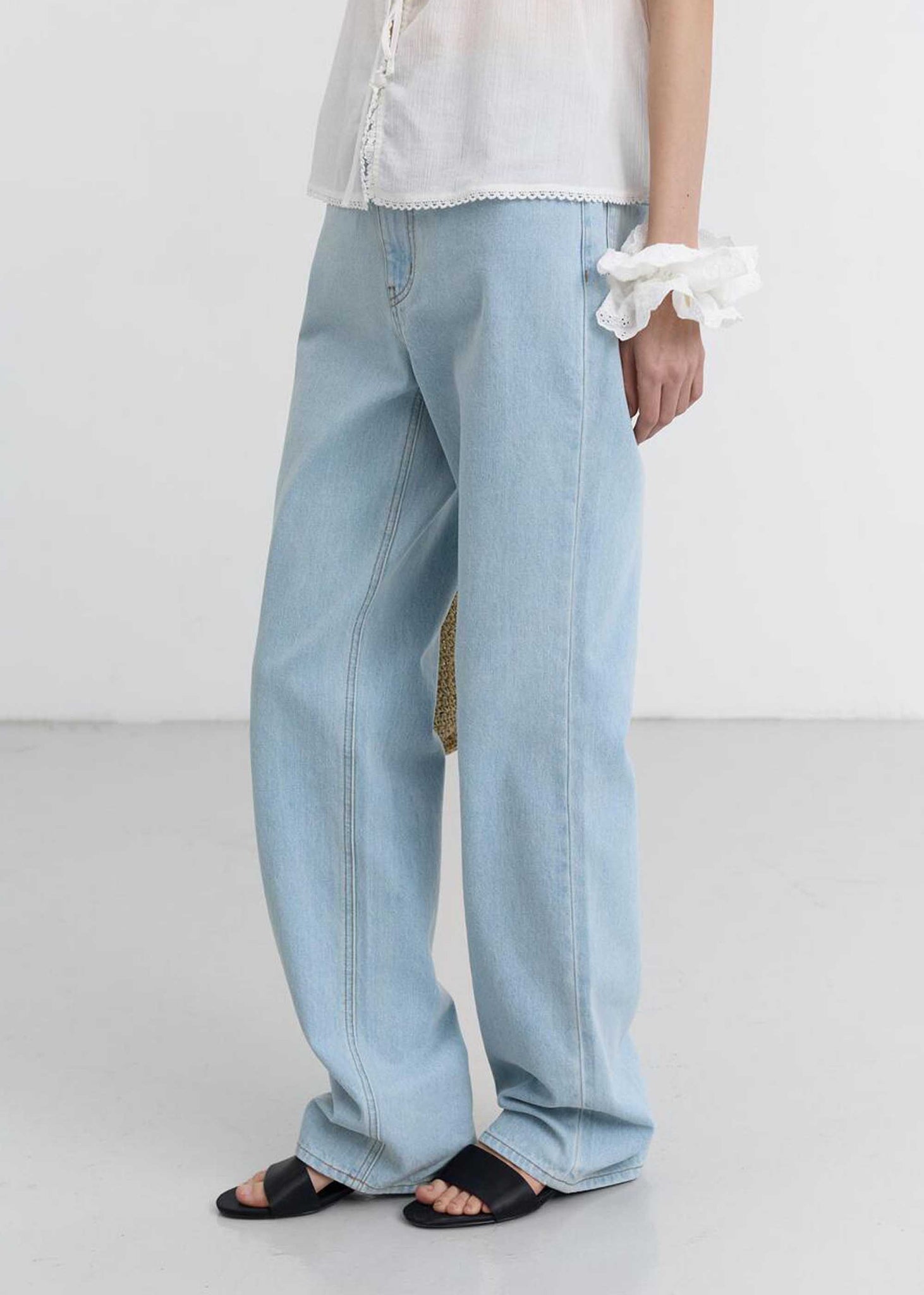 Light Blue Straight-Cut Jeans