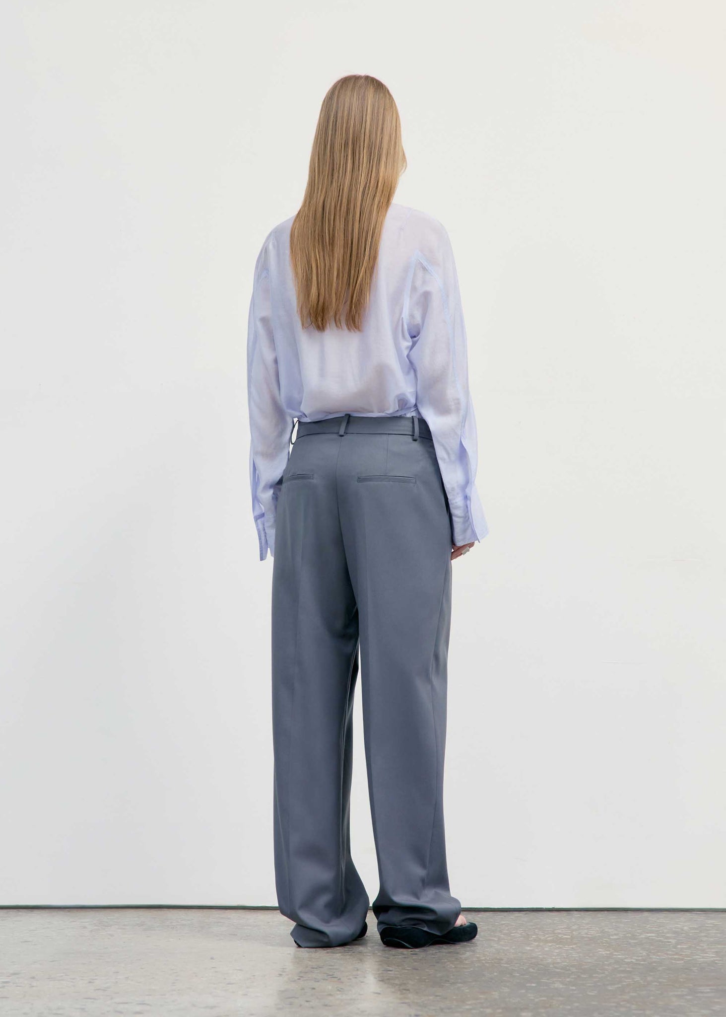 Light Blue Semi-Sheer Belted Shirt