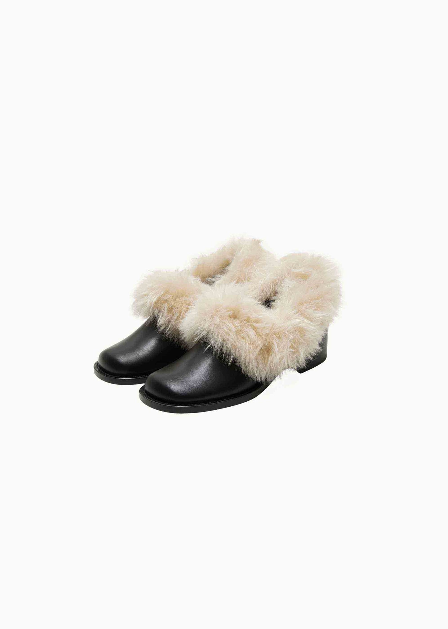 Black Fuzzy Heeled Loafer