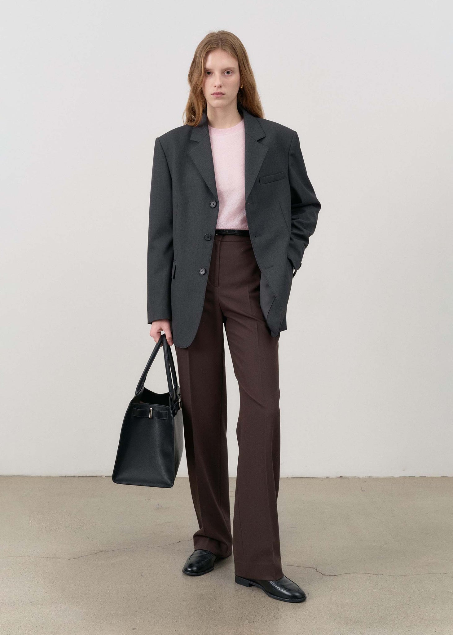 Dark Brown Classic Pleated Trousers