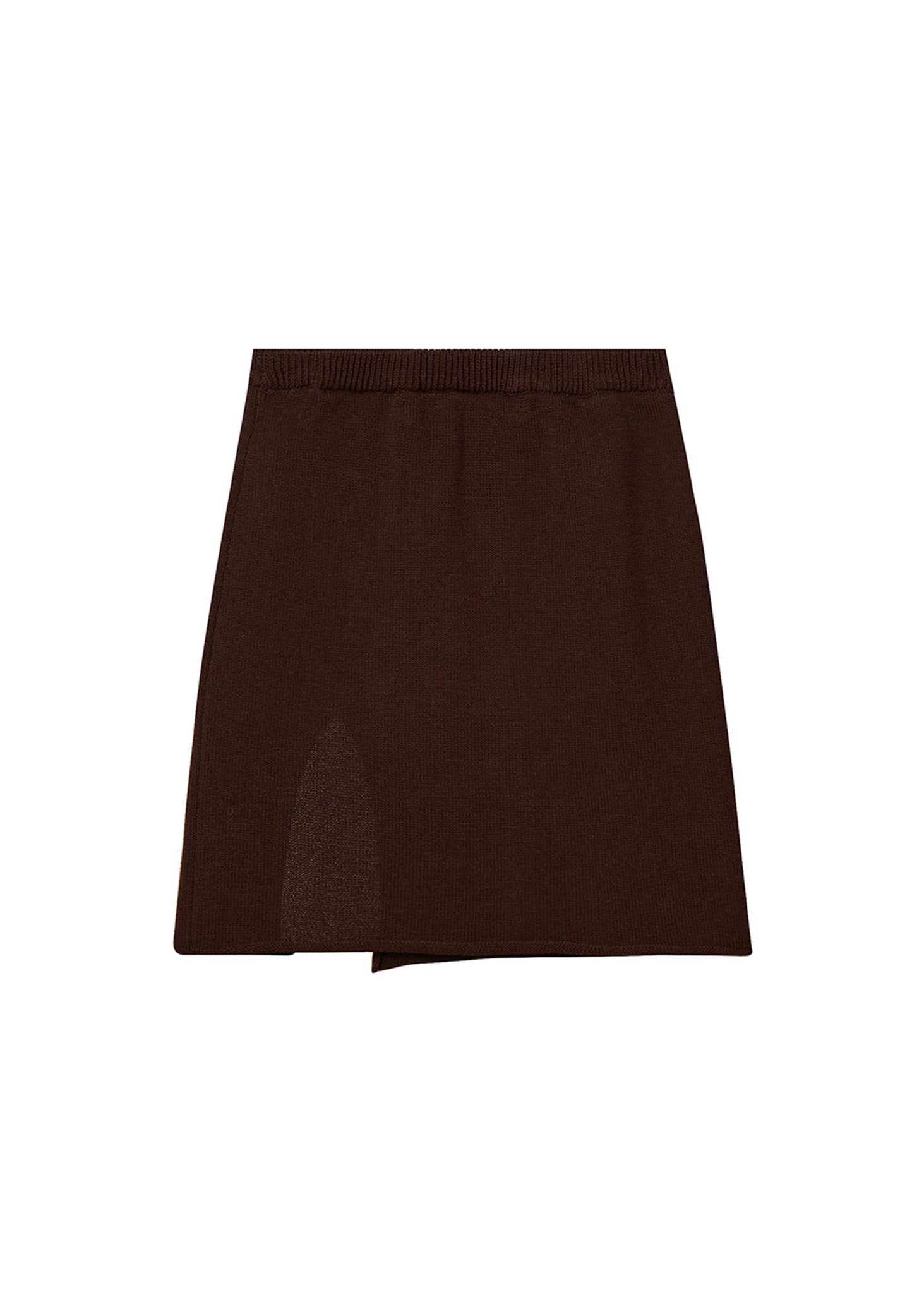 Brown Slit Knitted Skirt - 157Moments