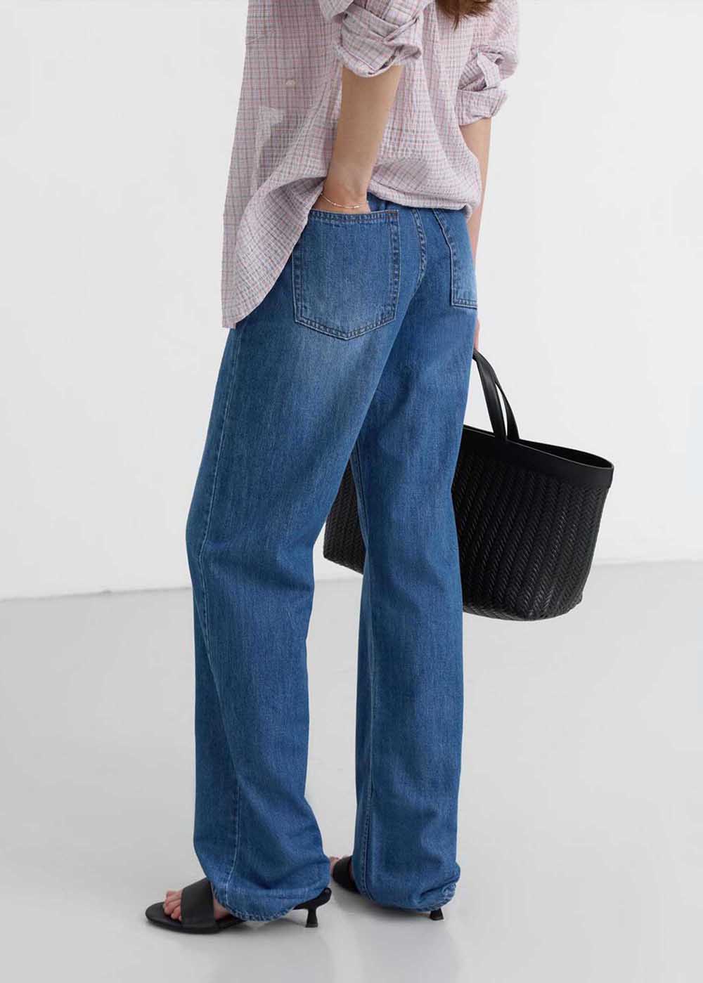 Navy Straight-Cut Jeans