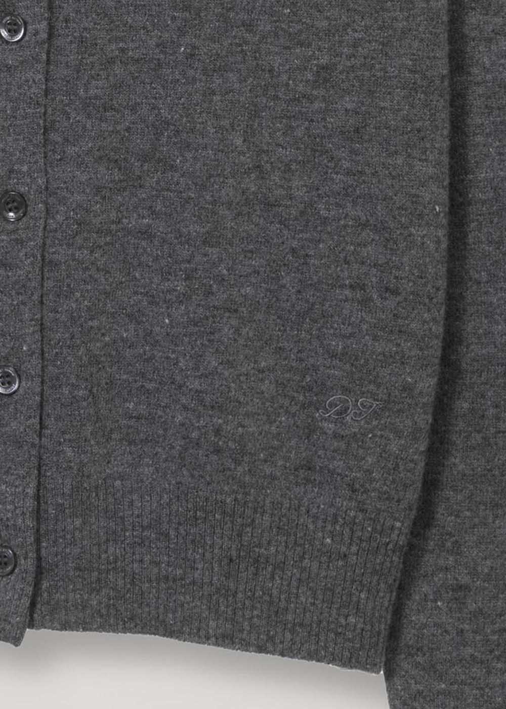 Grey Round-Neck Wool Cardigan