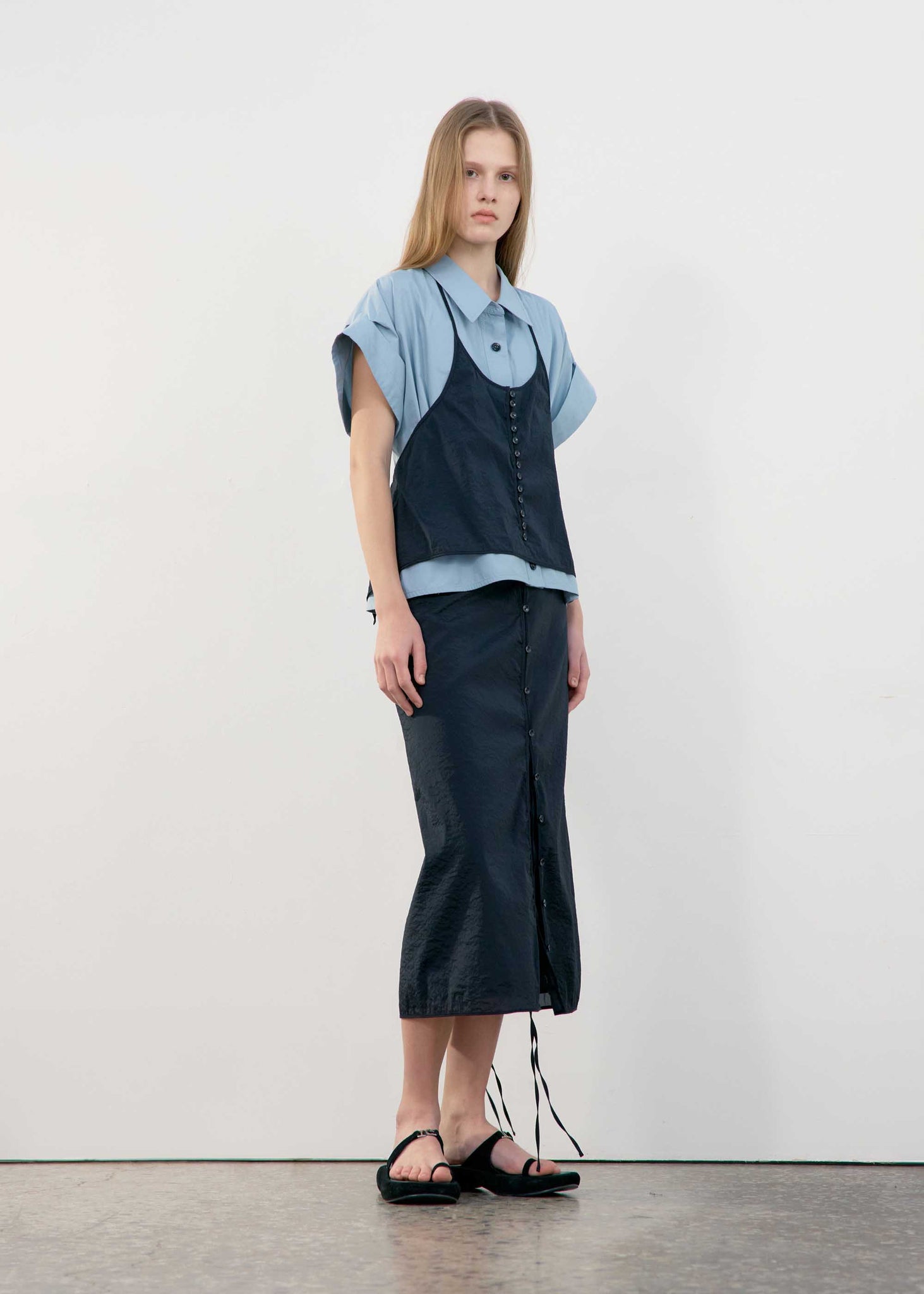 Pale Blue Wide Cuff Shortsleeve Shirt
