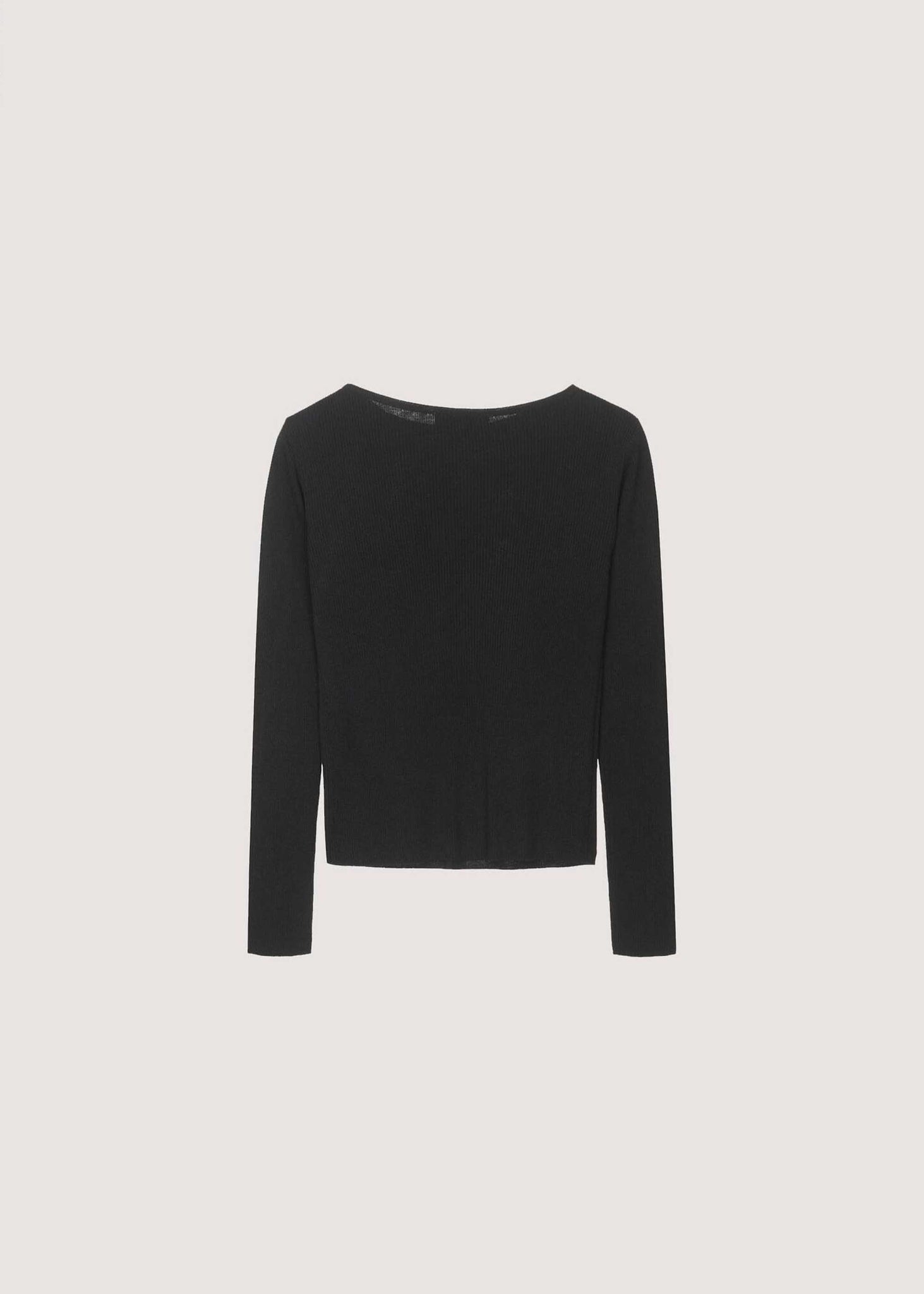 Black Asymmetric Buttoned Knit Top