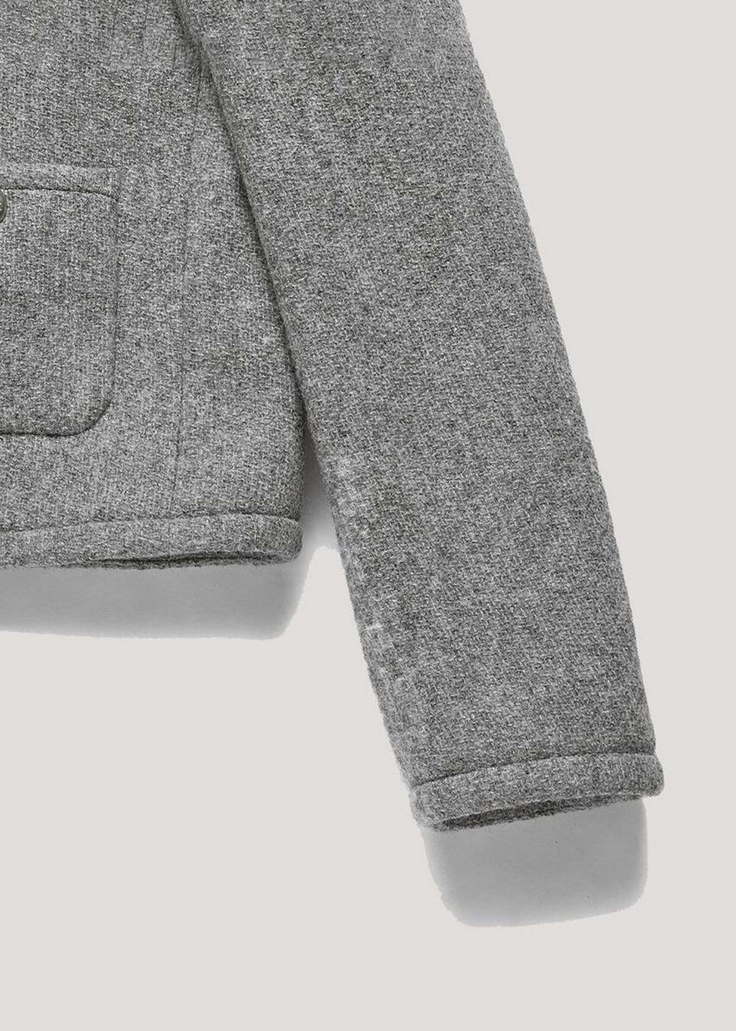 Grey Melange Tweed Collarless Jacket