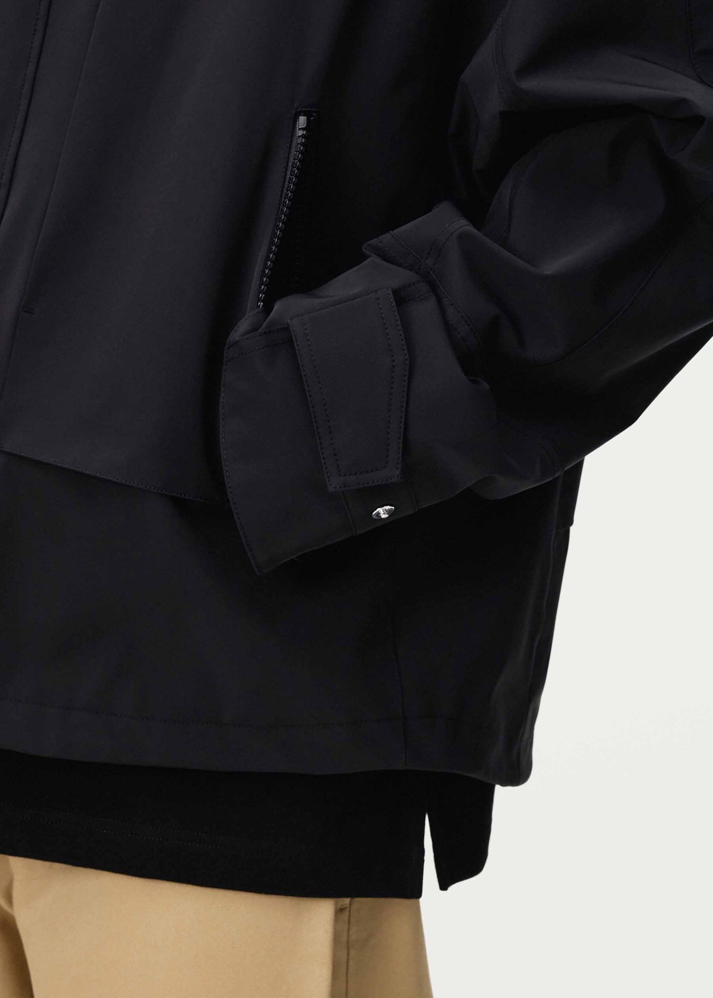 Black Stand Collar Shell Jacket