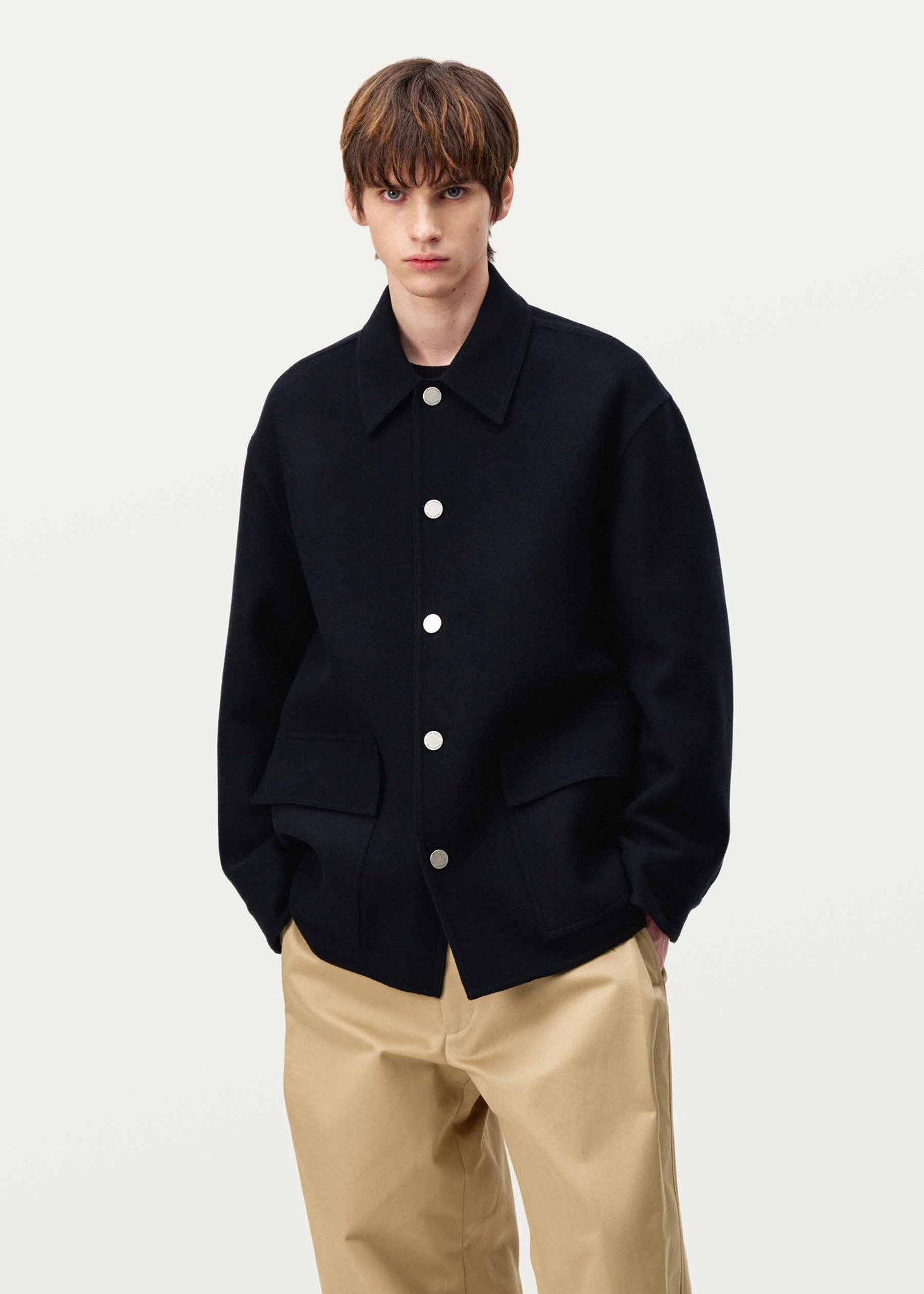 Black Melton Shirt Jacket