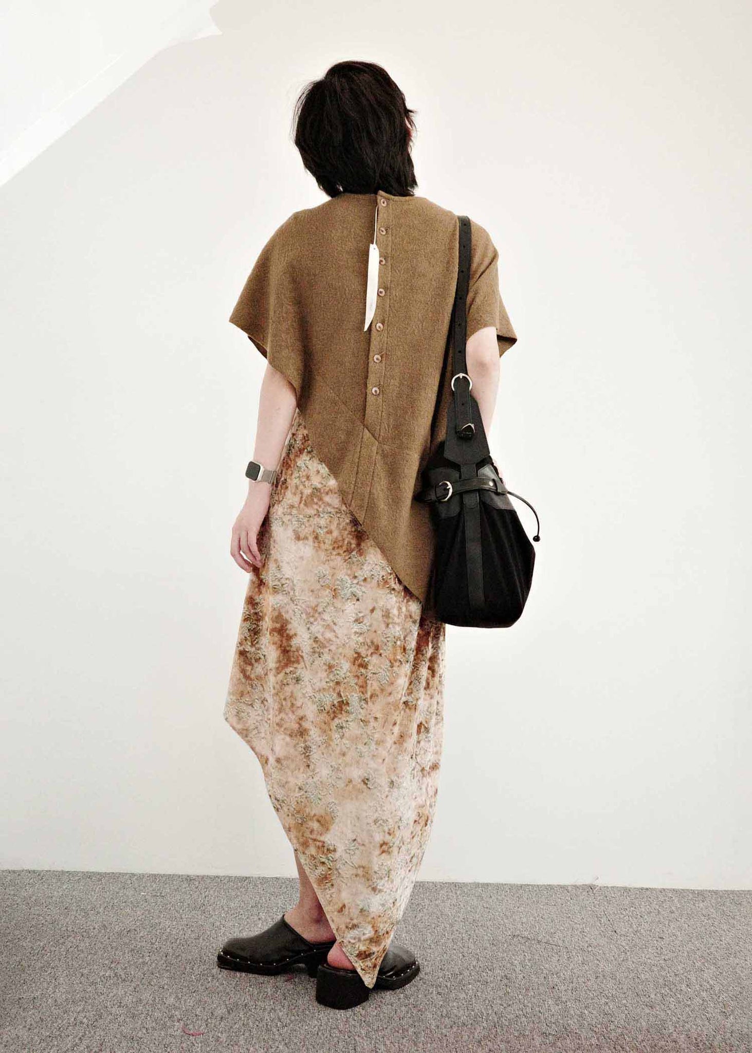 Brown Asymmetric Layered T-Shirt Dress