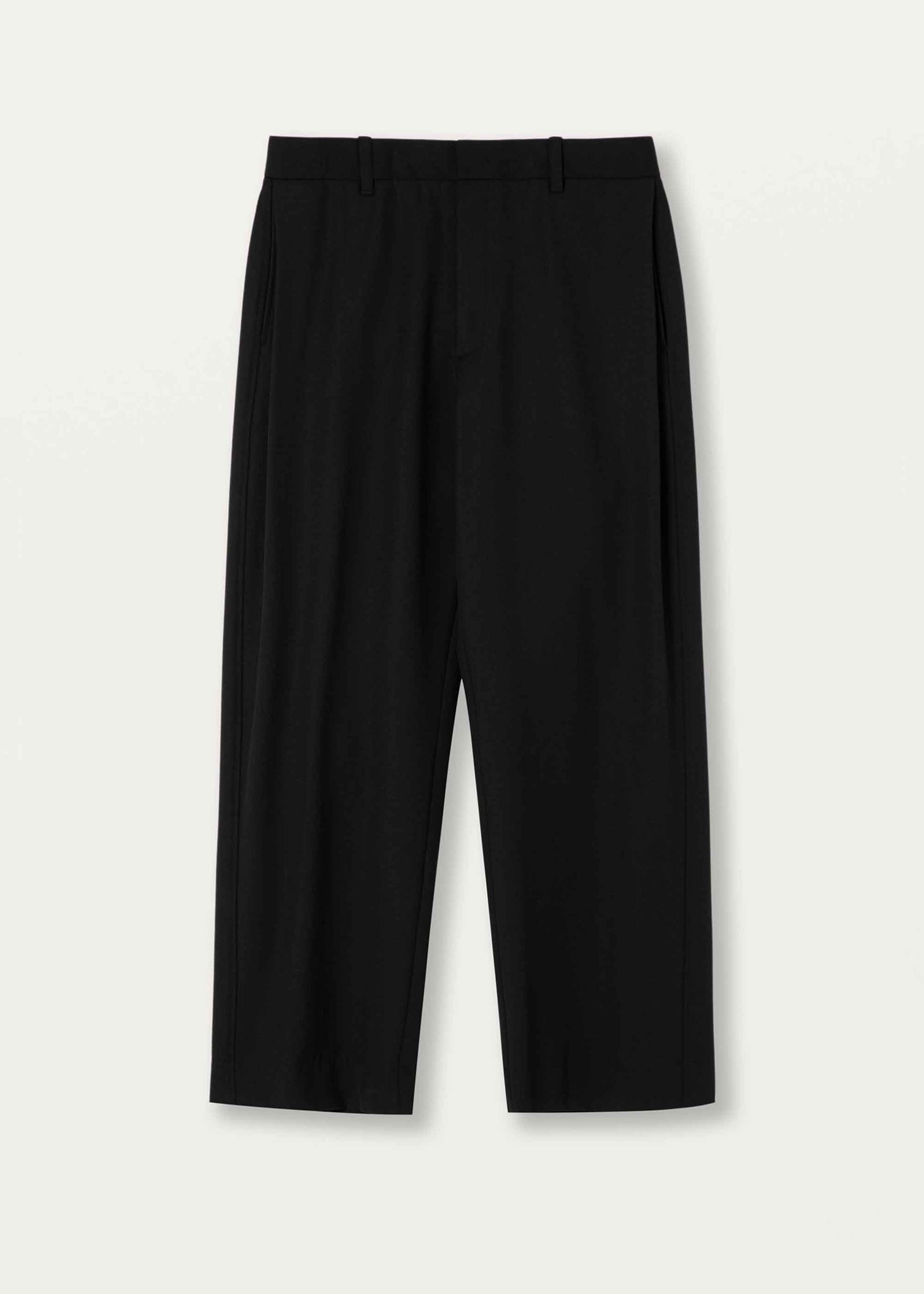 Black Side Pleat Wool Trousers