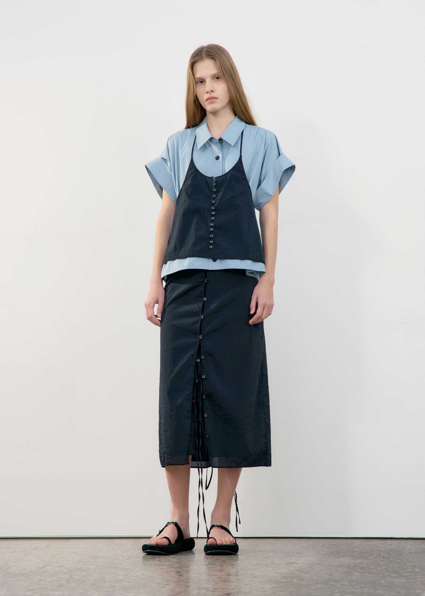Pale Blue Wide Cuff Shortsleeve Shirt