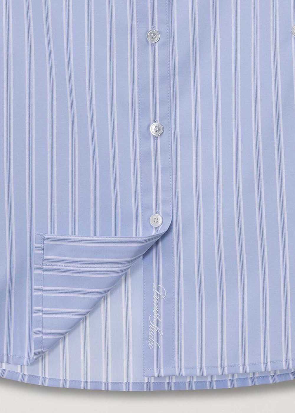 Blue Striped Two-Way Button-Up Shirt