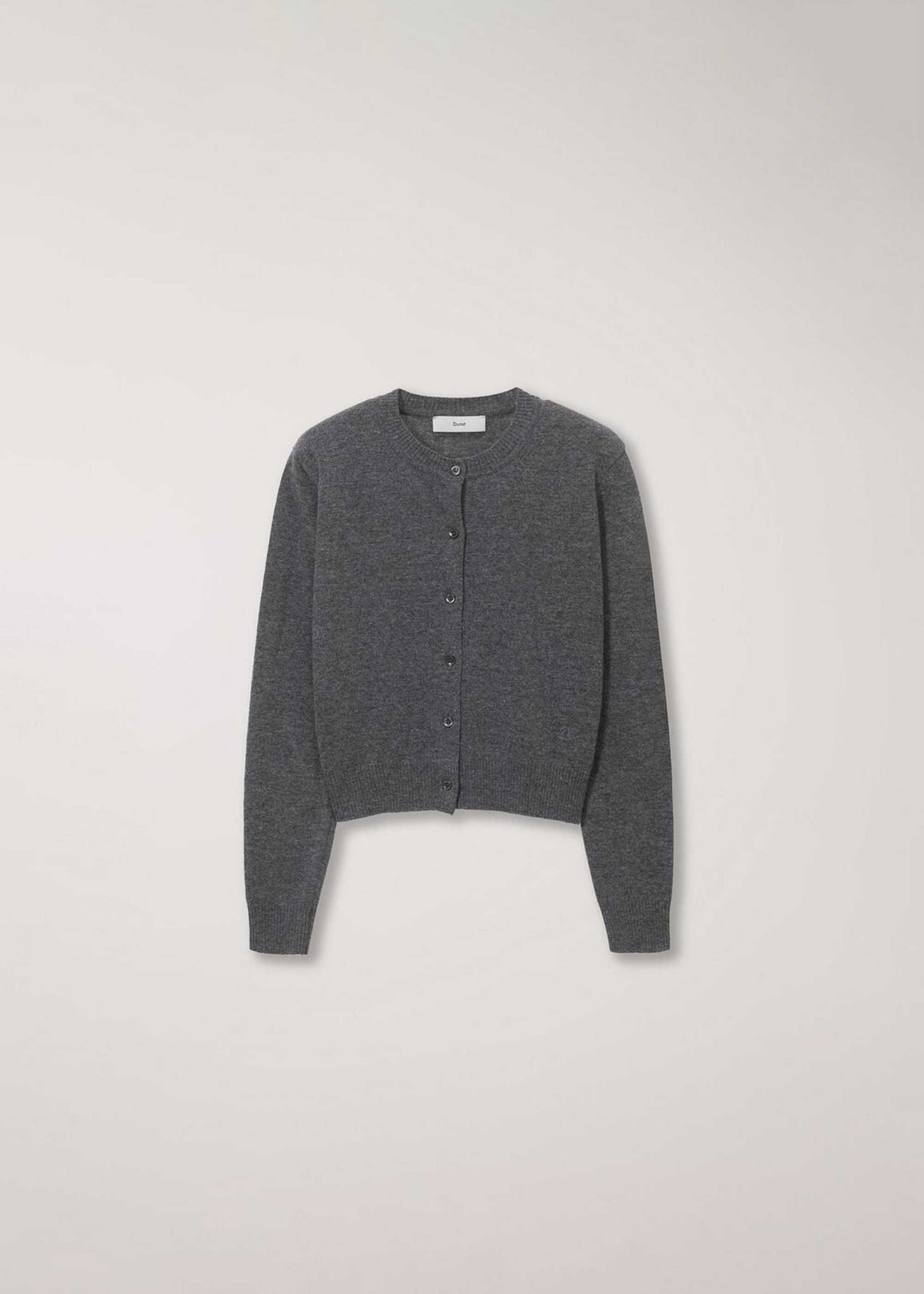 Grey Round-Neck Wool Cardigan