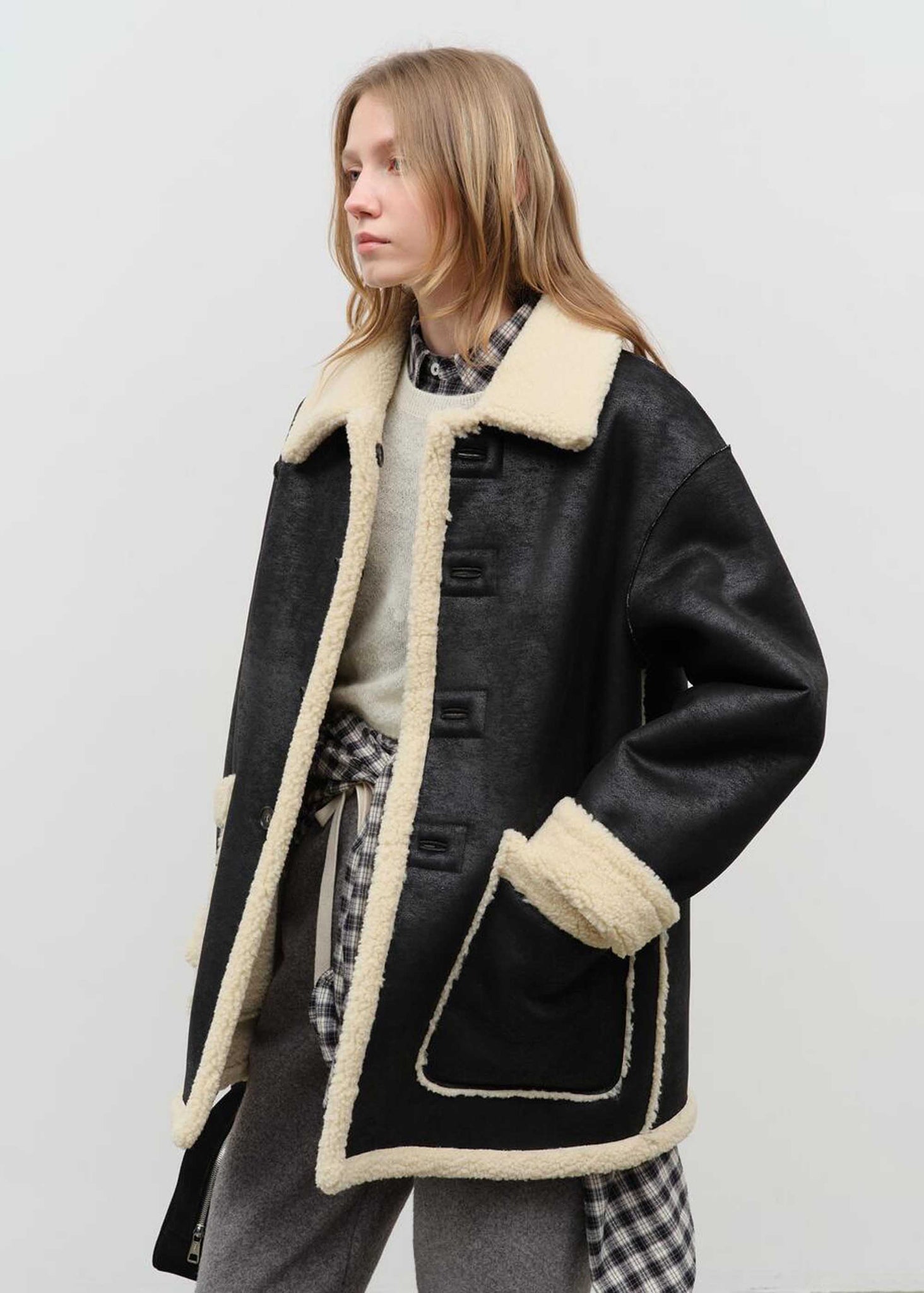 Black Reversible Shearling Jacket