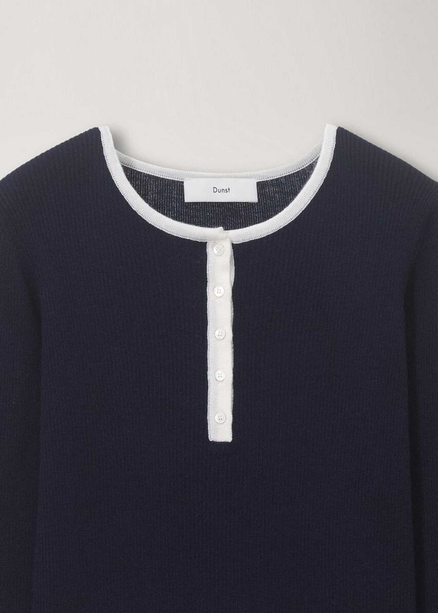Black Rib-Knit Henley