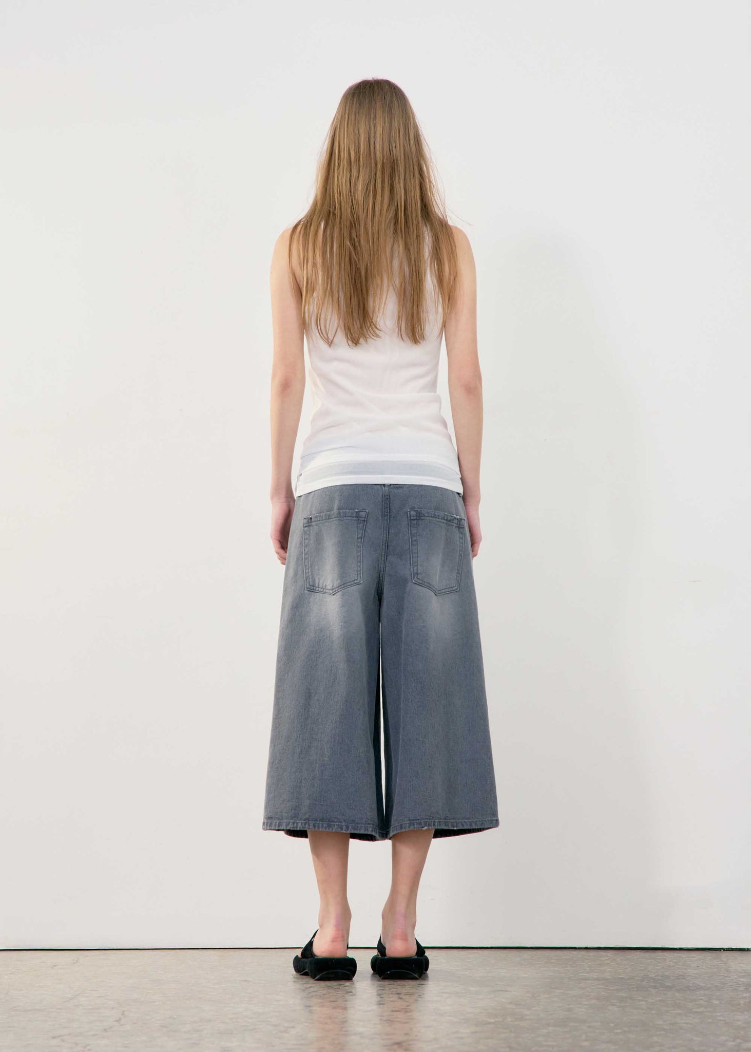 Grey Belted Denim Bermuda Shorts