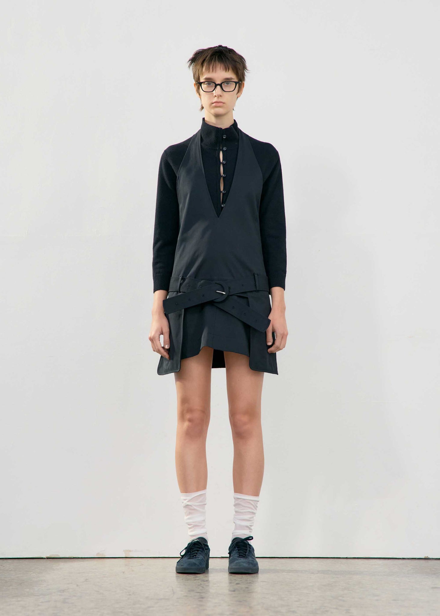 Black Halter-Neck Pocket Mini Dress