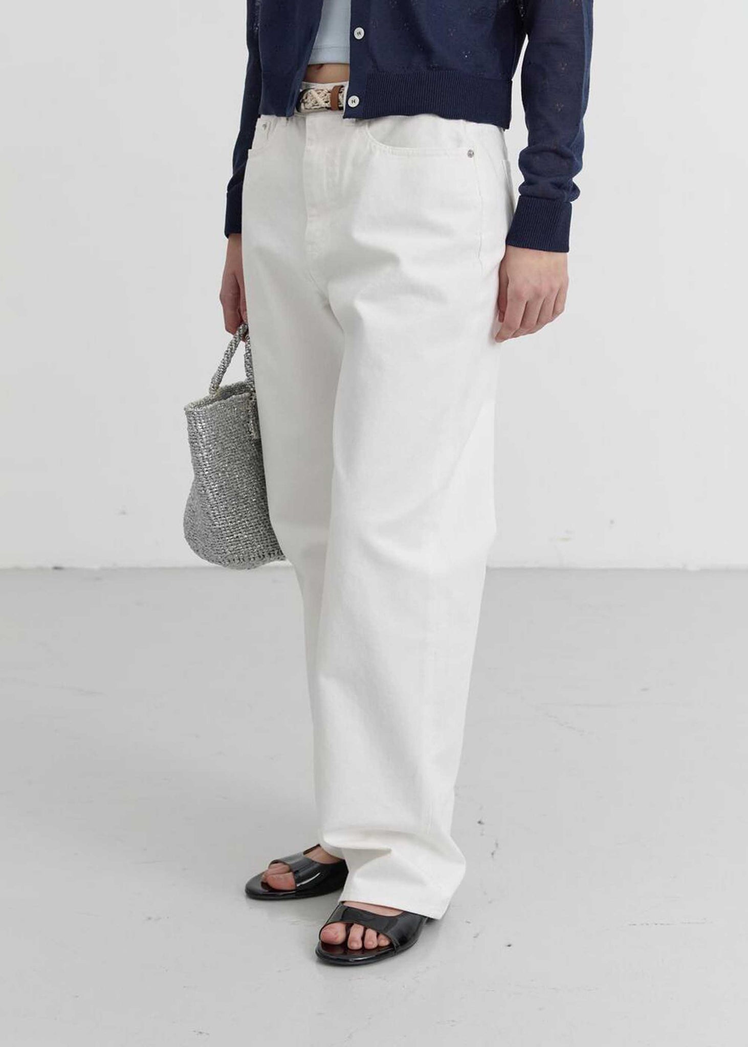 White Straight-Cut Jeans
