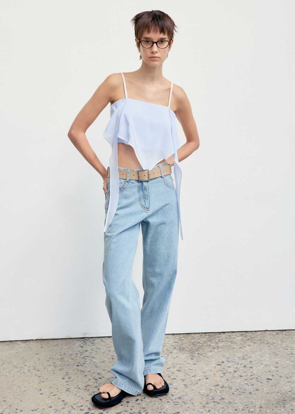 Light Blue Draped Camisole Top