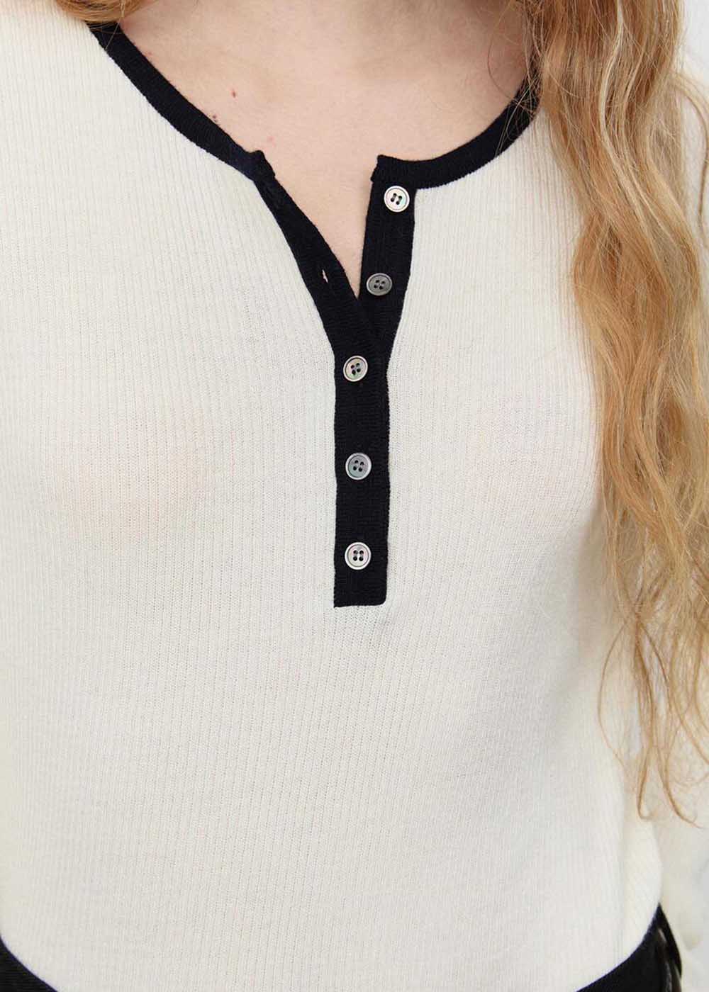 Off-White Rib-Knit Henley