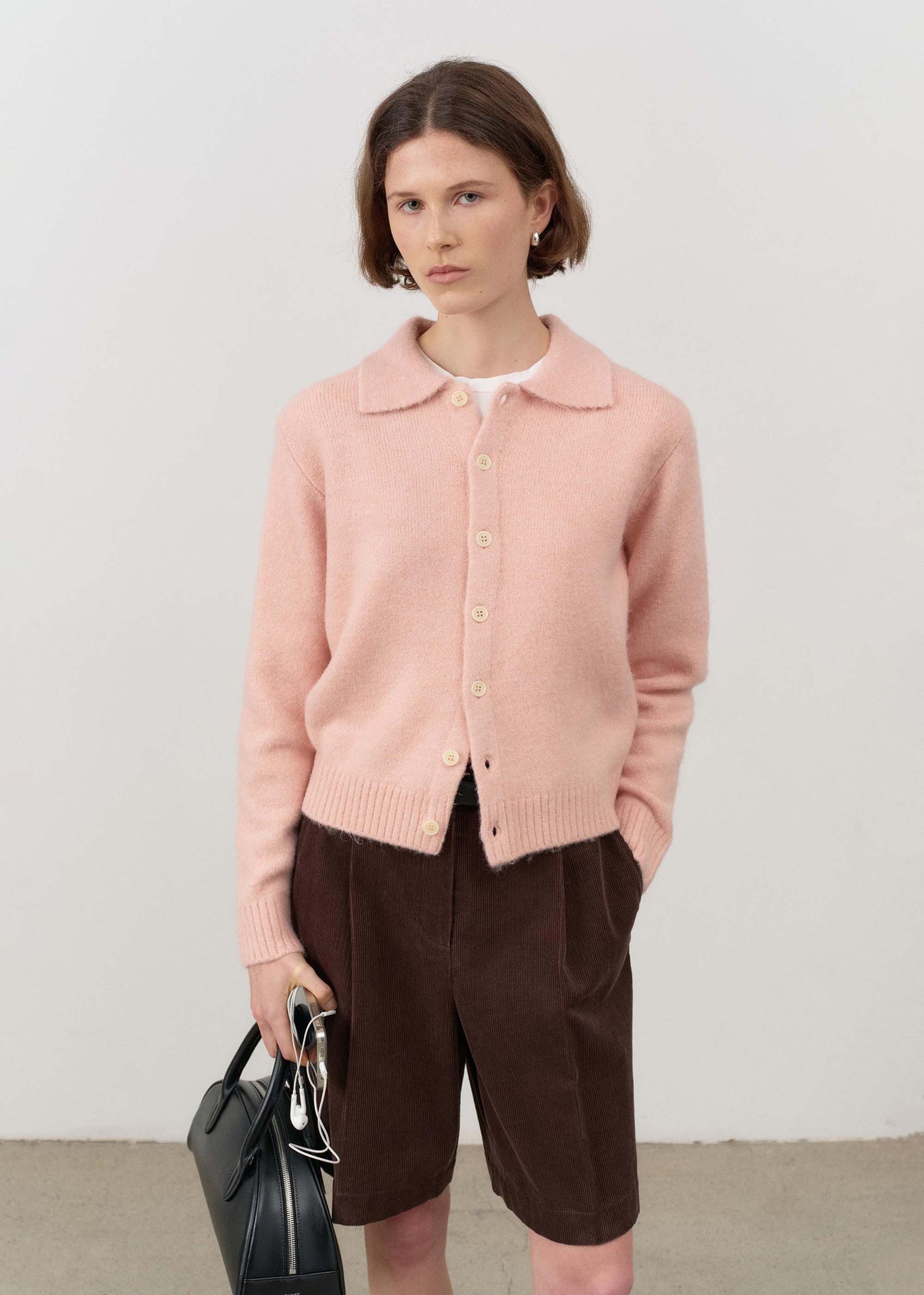 Pink Spread Collar Cardigan