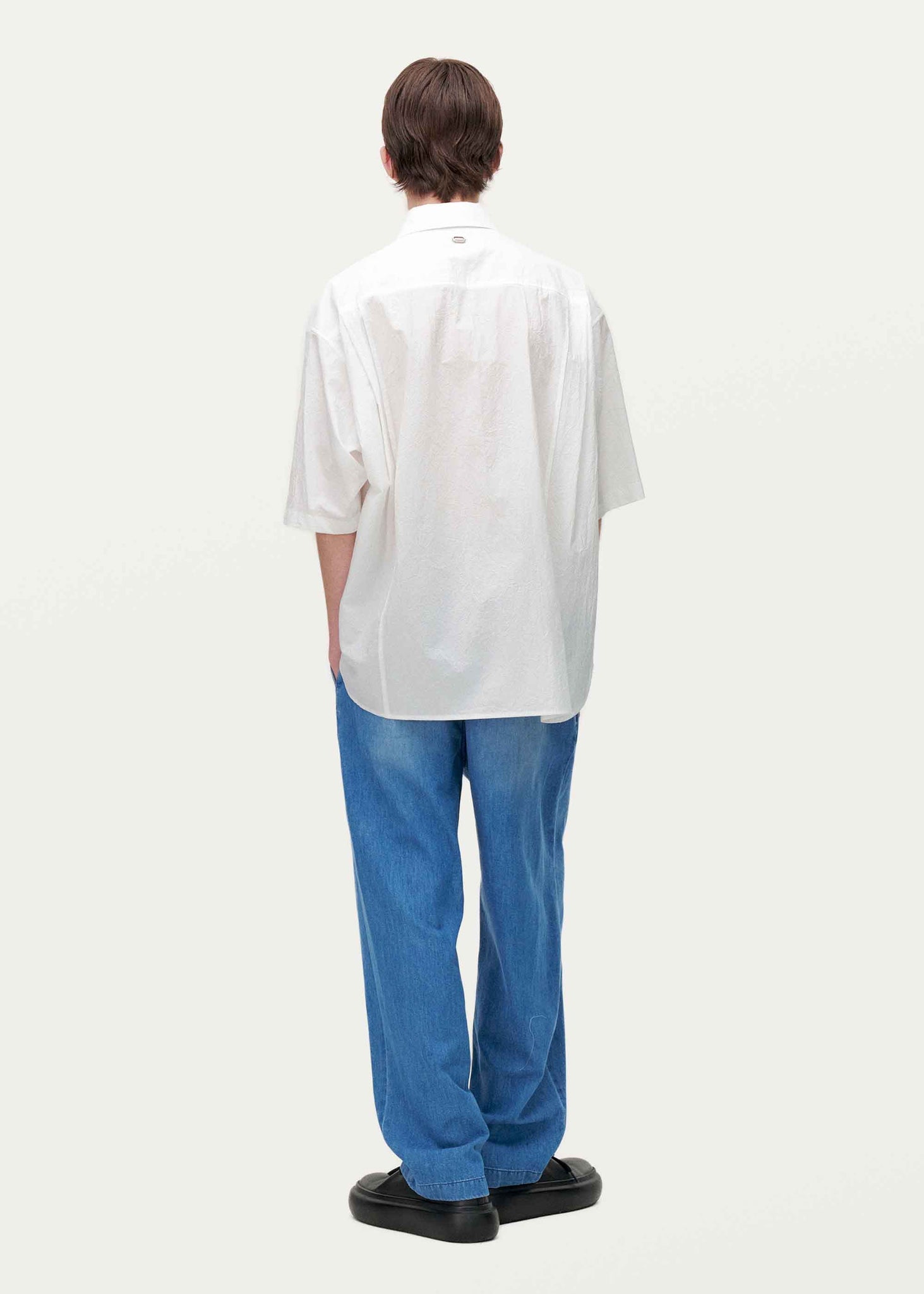 White Crinkle Shortsleeve Shirt