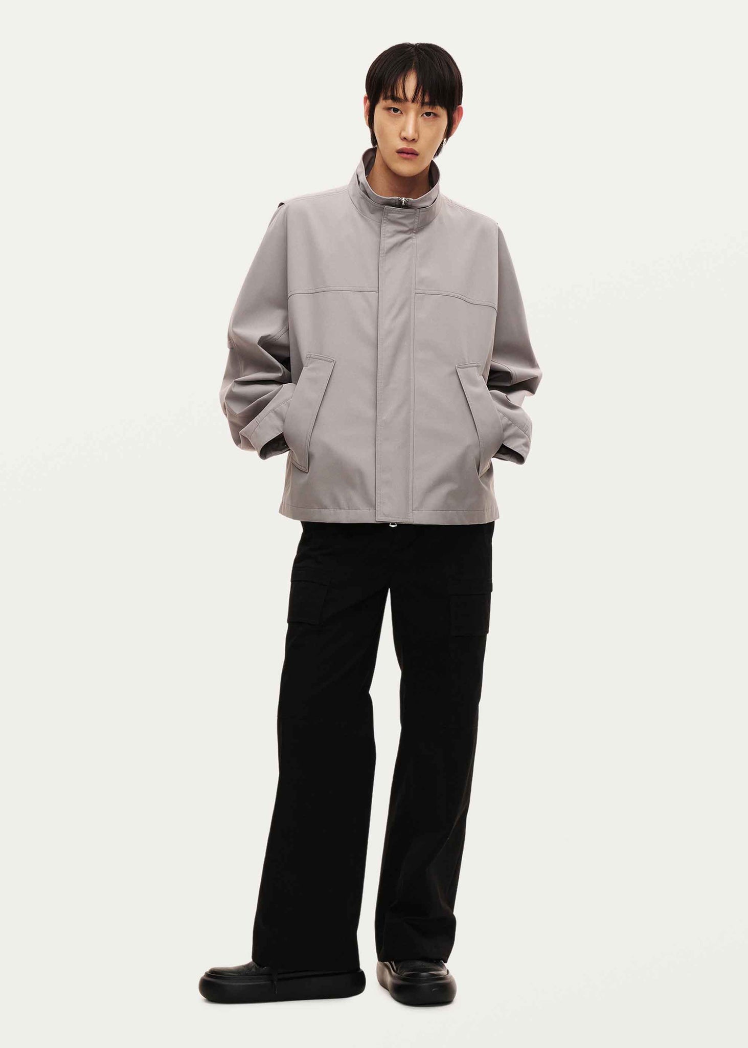 Grey Stand Collar Jacket