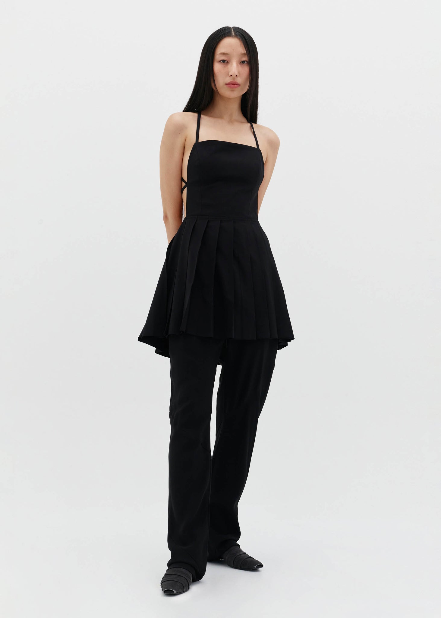 Black Pleated Mini Dress - 157Moments