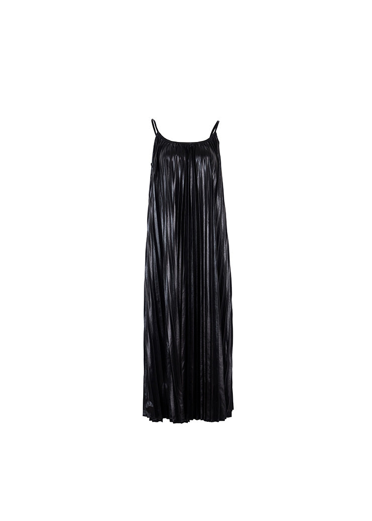 Black Pleats Long Dress - 157Moments