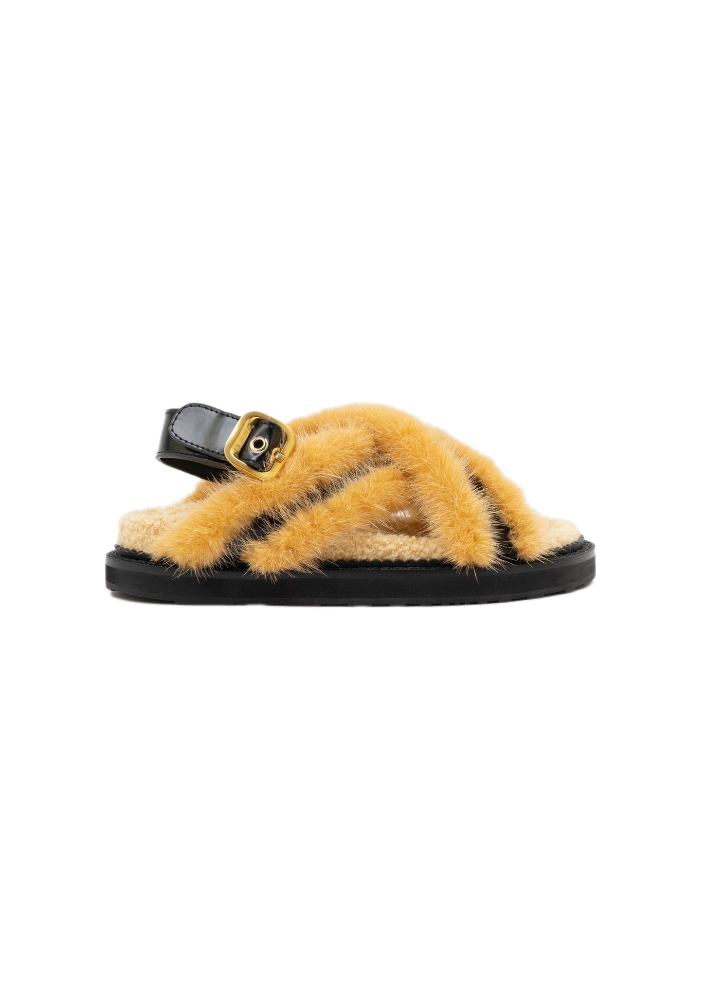 HALFAWAKE: Yellow Winter Fur Sandles - 157Moments