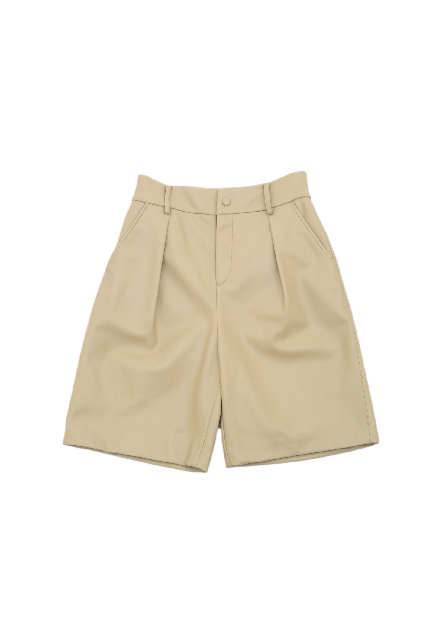 HALF-MADE: Vegan Leather Beige Shorts - 157Moments