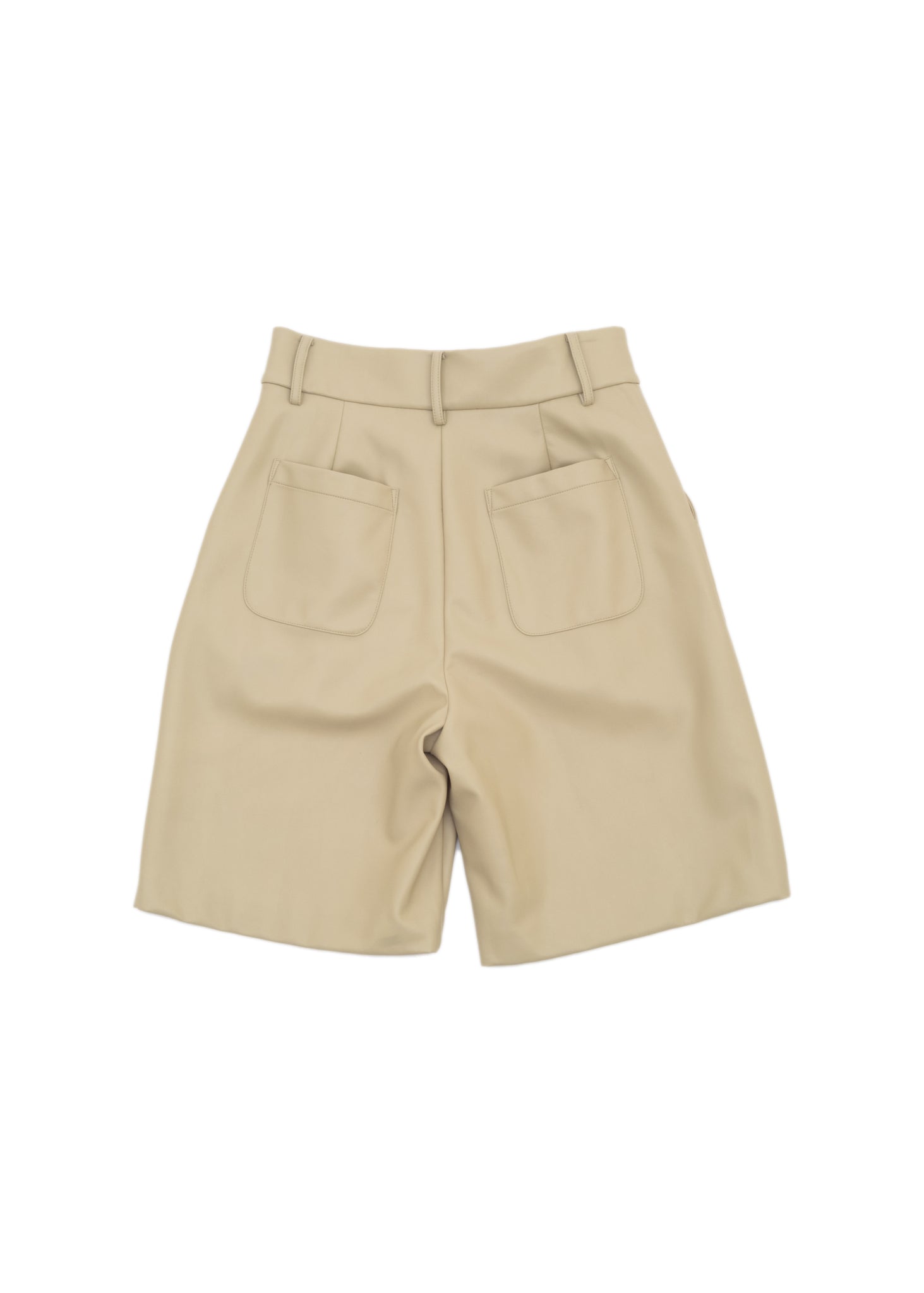 HALF-MADE: Vegan Leather Beige Shorts - 157Moments