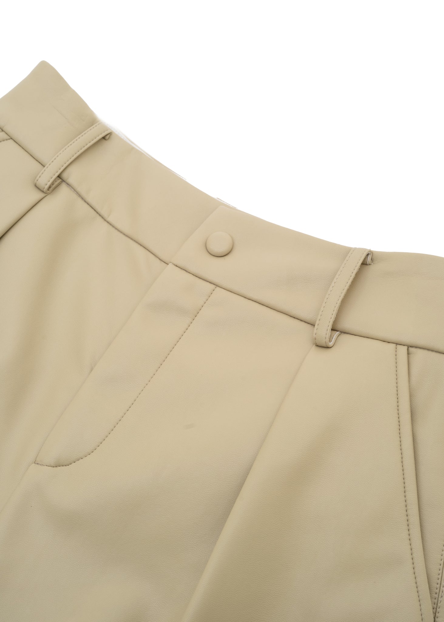 HALF-MADE: Vegan Leather Beige Shorts - 157Moments