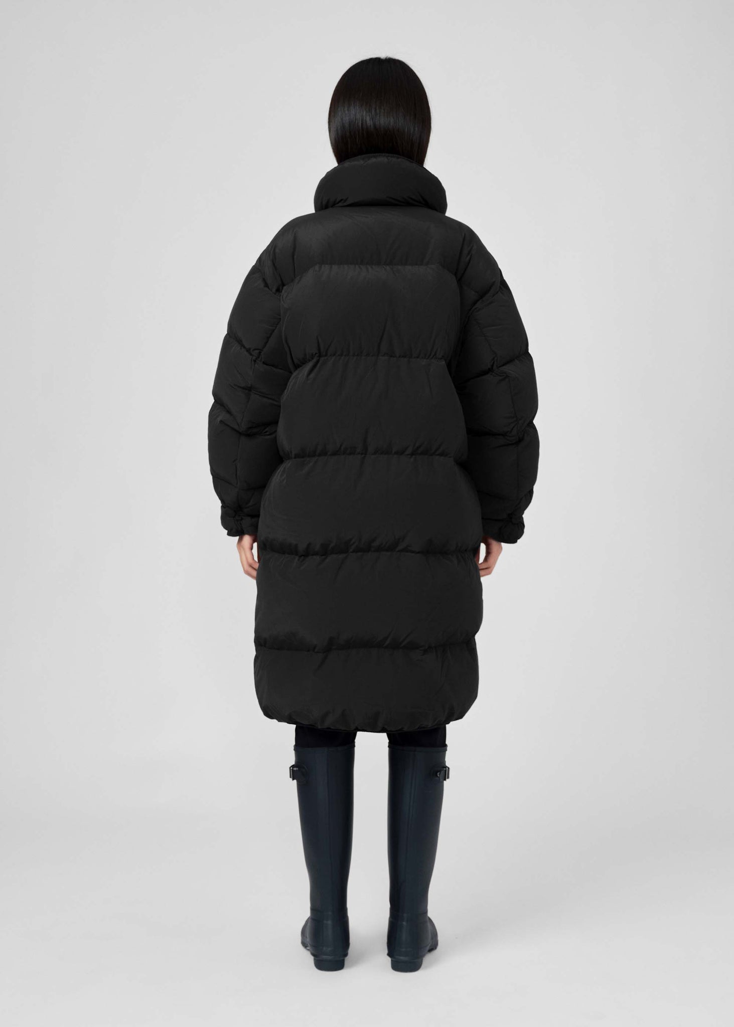 Black Stand Collar Down Coat - 157Moments