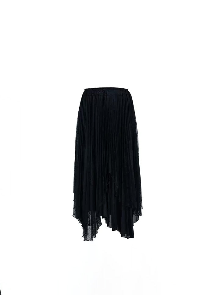 Black Reverible Pleats Midi Skirt - 157Moments