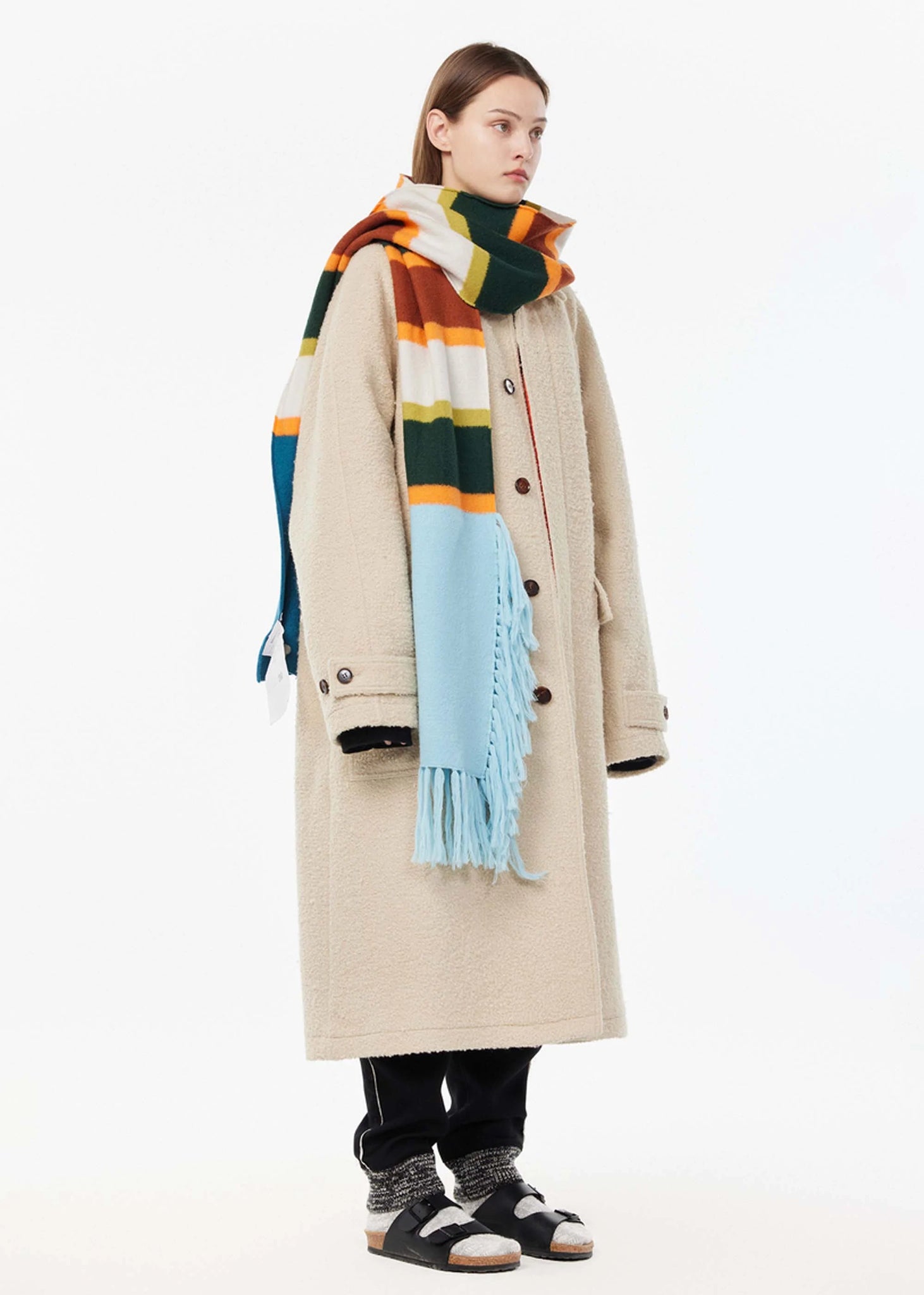 Blue Striped Wool Scarf - 157Moments